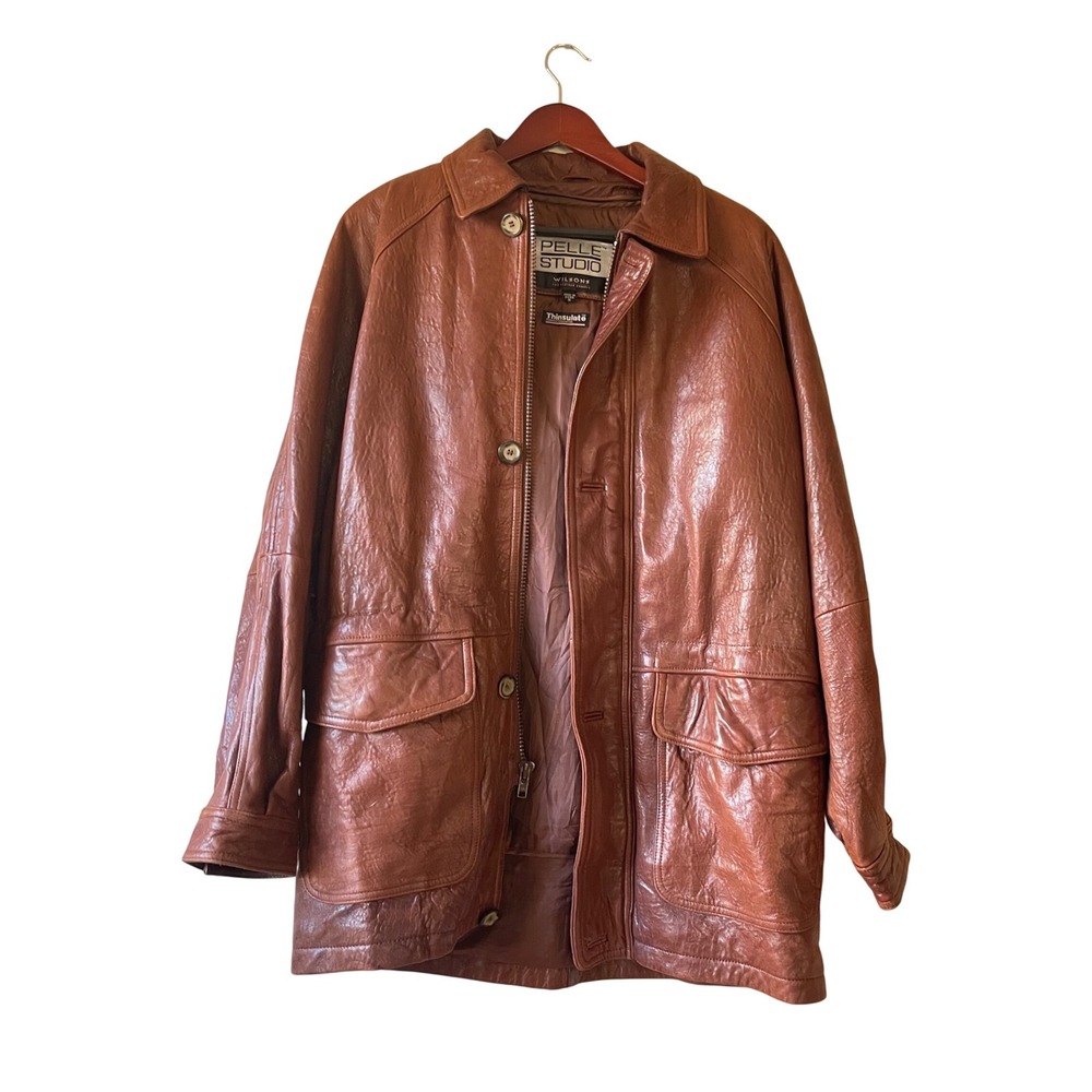 Vintage Thick Wilsons Leather Jacket Mens‎ Brown Thinsulate Lined Winter Coat Sm